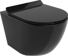 Mexen Lena wc pot Rimless met zacht sluitend slank deksel, duroplast, zwarte glans - 30224070