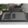 Mexen Andres fregadero de granito de 1,5 compartimentos con escurridor y grifo de cocina Duero, gris - 6515-71-671600-70-B