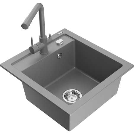 Mexen Vito granitizlietne ar vienu nodalījumu un virtuves jaucējkrānu Duero, pelēks - 6503-71-671600-71