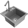 Mexen Vito fregadero de granito de 1 cubeta con grifo de cocina Duero, gris - 6503-71-671600-71