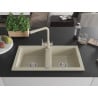 Mexen Mario fregadero de granito de 2 compartimentos con grifo de cocina Duero, beige - 6504-69-671600-69