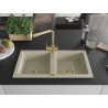 Mexen Mario fregadero de granito de 2 senos con grifo de cocina Duero, beige - 6504-69-671600-50