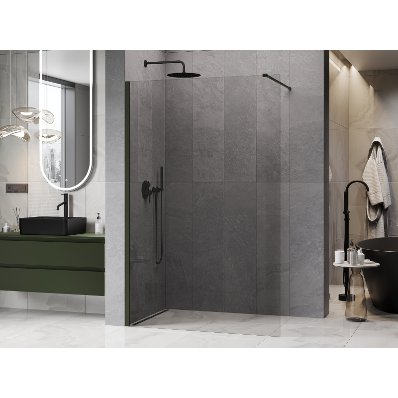 Mexen Kioto ścianka prysznicowa Walk-in 155 x 200 cm, transparent 8 mm, ciemny zielony - 800-155-101-42-00
