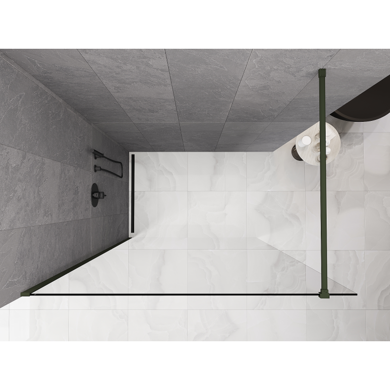 Mexen Kioto ścianka prysznicowa Walk-in 155 x 200 cm, transparent 8 mm, ciemny zielony - 800-155-101-42-00