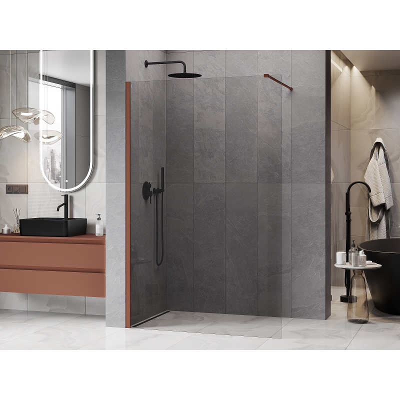 Mexen Kioto ścianka prysznicowa Walk-in 100 x 200 cm, transparent 8 mm, terra - 800-100-101-43-00