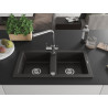 Mexen Mario granitenspoelbak 2-kamers met keukenmengkraan Duero, zwart/goud metallic - 6504-75-671600-00