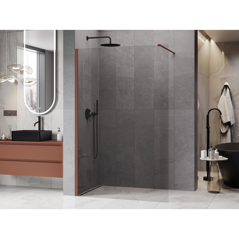 Mexen Kioto ścianka prysznicowa Walk-in 180 x 200 cm, transparent 8 mm, terra - 800-180-101-43-00