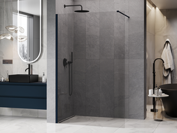 Mexen Kioto ścianka prysznicowa Walk-in 85 x 200 cm, transparent 8 mm, ciemny granat - 800-085-101-44-00