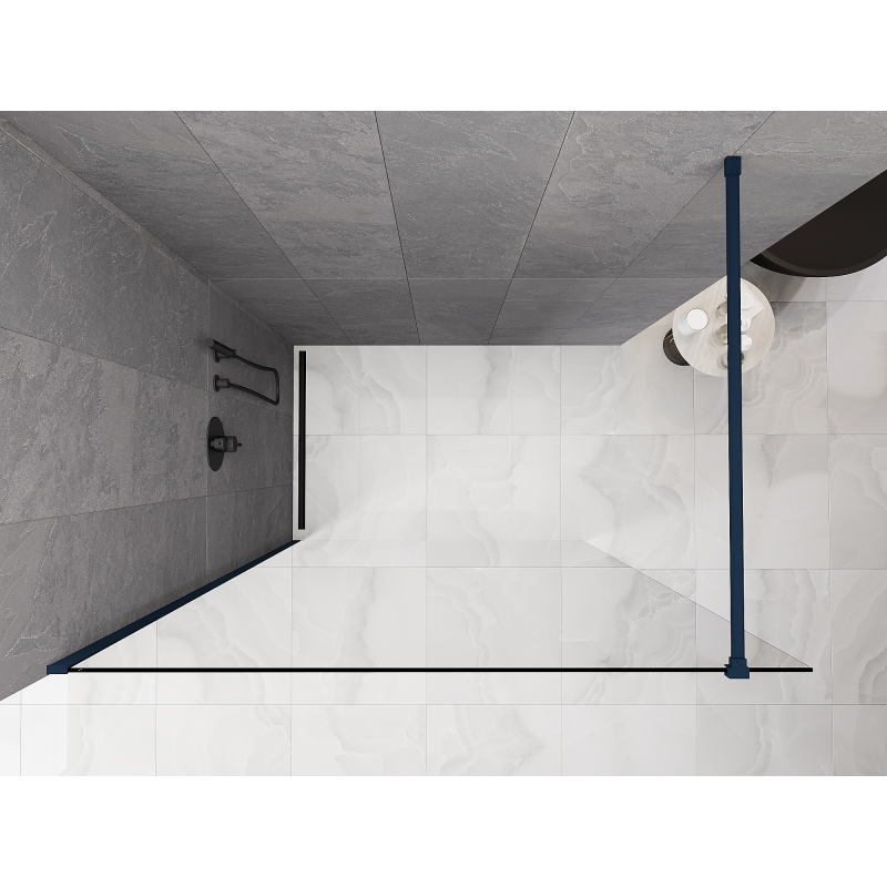 Mexen Kioto ścianka prysznicowa Walk-in 160 x 200 cm, transparent 8 mm, ciemny granat - 800-160-101-44-00