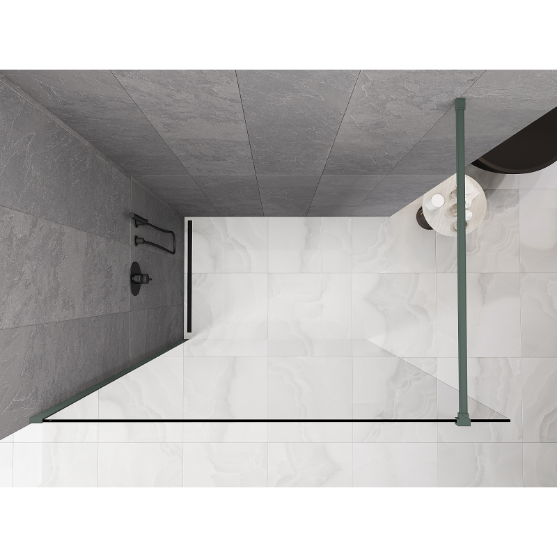 Mexen Kioto ścianka prysznicowa Walk-in 155 x 200 cm, transparent 8 mm, szałwiowy - 800-155-101-45-00