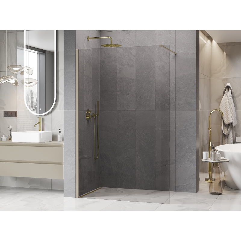 Mexen Kioto ścianka prysznicowa Walk-in 100 x 200 cm, transparent 8 mm, sand - 800-100-101-46-00