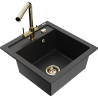 Mexen Vito fregadero de granito de 1 compartimento con grifo de cocina Duero, negro/metálico plateado - 6503-73-671600-50