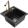 Mexen Vito granieten gootsteen 1-kamer met keukenkraan Duero, zwart/zilveren metallic - 6503-73-671600-50