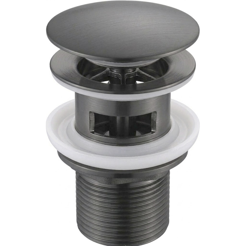 Mexen ronde klik-klak stop met overloop, geborsteld gun grijs - 79920-66