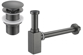 Mexen quadratischer Waschtisch-Halbsyphon mit Klick-Klack-Verschluss, ohne Überlauf, gebürstetes Gun Gray - 7991060-66