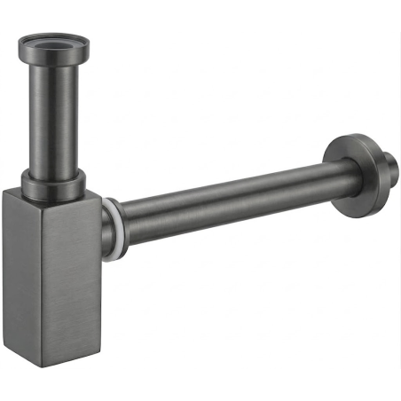 Mexen square washbasin semi-siphon, brushed gun gray - 79960-66