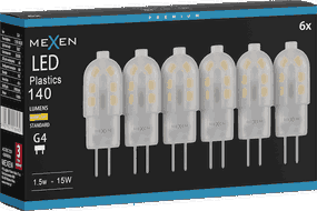 Mexen Oris 6x żarówka LED G4, 1,5W, Ciepła - 3000K, 140 lm - L115-G4-0130-03x06