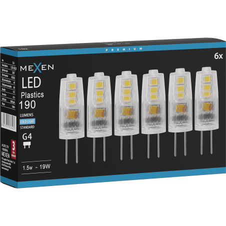 Mexen Oris 6x żarówka LED G4, 1,5W, Zimna - 6500K, 190 lm - L115-G4-0165-01x06