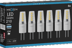 Mexen Oris 6x żarówka LED G4, 1,7W, Zimna - 6500K, 210 lm - L115-G4-0165-02x06