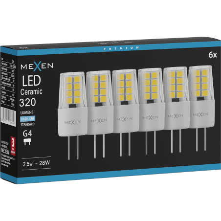 Mexen Oris 6x żarówka LED G4, 2,5W, Zimna - 6500K, 320 lm - L115-G4-0265-01x06