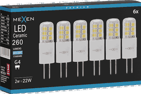 Mexen Oris 6x żarówka LED G4, 2W, Zimna - 6500K, 260 lm - L115-G4-0265-02x06