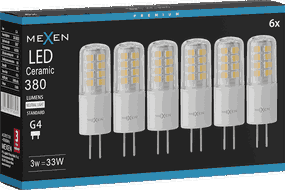 Mexen Oris 6x żarówka LED G4, 3W, Neutralna - 4000K, 380 lm - L115-G4-0340-01x06