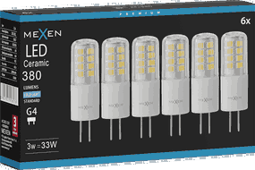 Mexen Oris 6x żarówka LED G4, 3W, Zimna - 6500K, 380 lm - L115-G4-0365-01x06