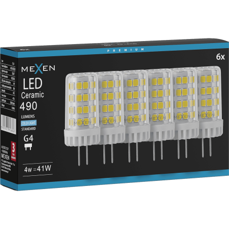 Mexen Oris 6x żarówka LED G4, 4W, Zimna - 6500K, 490 lm - L115-G4-0465-01x06