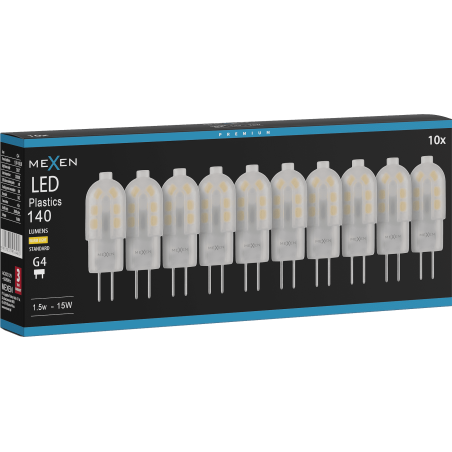 Mexen Oris 10x żarówka LED G4, 1,5W, Ciepła - 3000K, 140 lm - L115-G4-0130-03x10