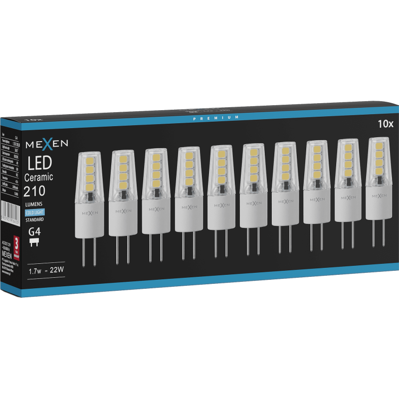 Mexen Oris 10x żarówka LED G4, 1,7W, Zimna - 6500K, 210 lm - L115-G4-0165-02x10