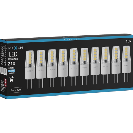 Mexen Oris 10x żarówka LED G4, 1,7W, Zimna - 6500K, 210 lm - L115-G4-0165-02x10