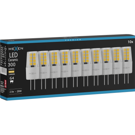Mexen Oris 10x żarówka LED G4, 2,5W, Ciepła - 3000K, 300 lm - L115-G4-0230-01x10