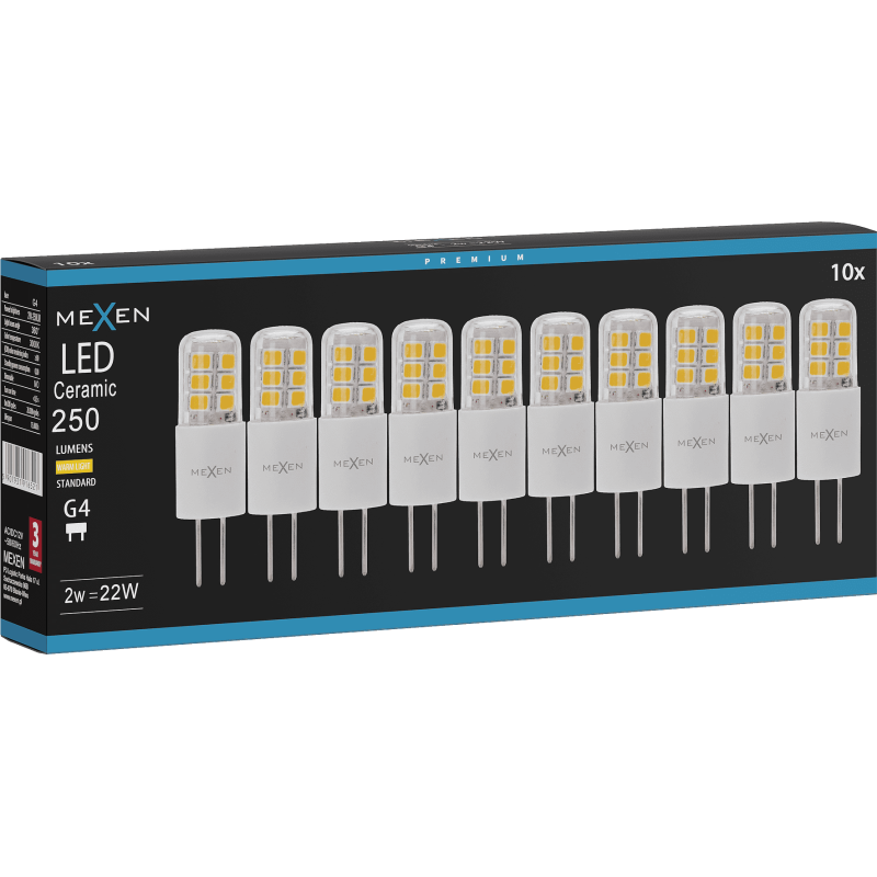 Mexen Oris 10x żarówka LED G4, 2W, Ciepła - 3000K, 250 lm - L115-G4-0230-02x10