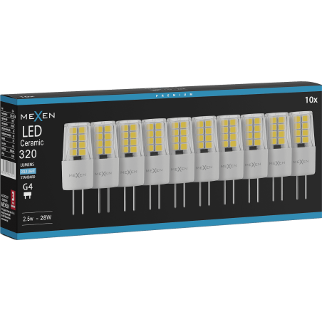 Mexen Oris 10x żarówka LED G4, 2,5W, Zimna - 6500K, 320 lm - L115-G4-0265-01x10