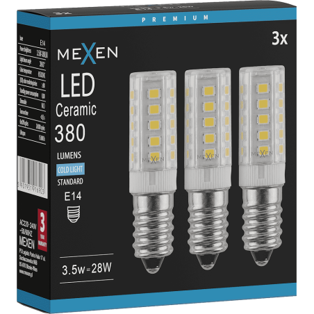 Mexen Aura 3x żarówka LED E14, 3,5W, Zimna - 6500K, 380 lm - L121-E14-0365-01x03