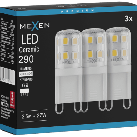 Mexen Aura 3x żarówka LED G9, 2,5W, Neutralna - 4000K, 290 lm - L121-G9-0240-01x03