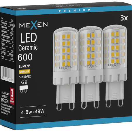 Mexen Aura 3x żarówka LED G9, 4,8W, Ciepła - 3000K, 600 lm - L121-G9-0530-01x03