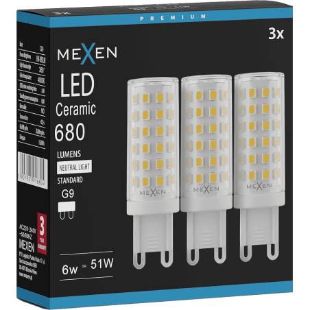 Mexen Aura 3x żarówka LED G9, 6W, Neutralna - 4000K, 680 lm - L121-G9-0640-01x03
