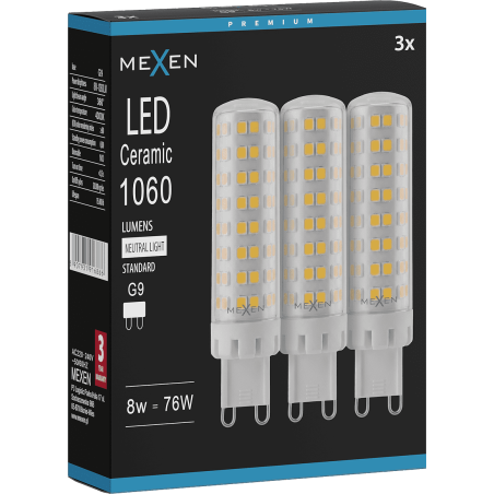 Mexen Aura 3x żarówka LED G9, 8W, Neutralna - 4000K, 1060 lm - L121-G9-0840-01x03