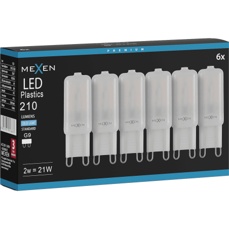 Mexen Aura 6x żarówka LED G9, 2W, Zimna - 6500K, 210 lm - L120-G9-0265-01x06