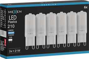 Mexen Aura 6x żarówka LED G9, 2W, Zimna - 6500K, 210 lm - L120-G9-0265-01x06