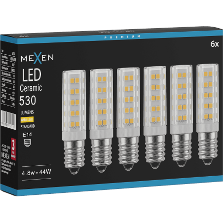 Mexen Aura 6x żarówka LED E14, 4,8W, Ciepła - 3000K, 530 lm - L121-E14-0530-01x06