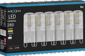 Mexen Aura 6x żarówka LED G9, 2,5W, Ciepła - 3000K, 280 lm - L121-G9-0230-01x06