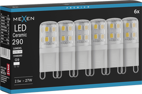 Mexen Aura 6x żarówka LED G9, 2,5W, Neutralna - 4000K, 290 lm - L121-G9-0240-01x06