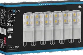 Mexen Aura 6x żarówka LED G9, 2,5W, Neutralna - 4000K, 290 lm - L121-G9-0240-01x06