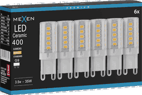Mexen Aura 6x żarówka LED G9, 3,5W, Ciepła - 3000K, 400 lm - L121-G9-0330-01x06