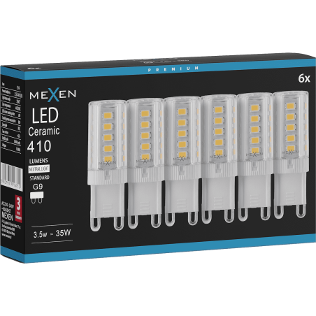 Mexen Aura 6x żarówka LED G9, 3,5W, Neutralna - 4000K, 410 lm - L121-G9-0340-01x06