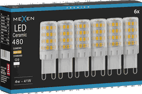 Mexen Aura 6x żarówka LED G9, 4W, Ciepła - 3000K, 480 lm - L121-G9-0430-01x06