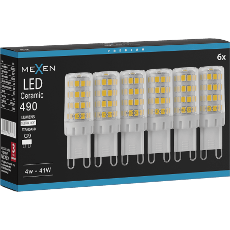 Mexen Aura 6x żarówka LED G9, 4W, Neutralna - 4000K, 490 lm - L121-G9-0440-01x06