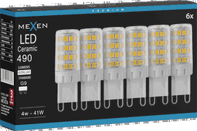 Mexen Aura 6x żarówka LED G9, 4W, Neutralna - 4000K, 490 lm - L121-G9-0440-01x06